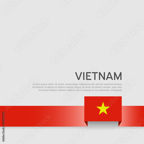 Vietnam flag background. State vietnamese patriotic banner, cover. Ribbon color flag of vietnam on a white background. National poster. Vector flat design