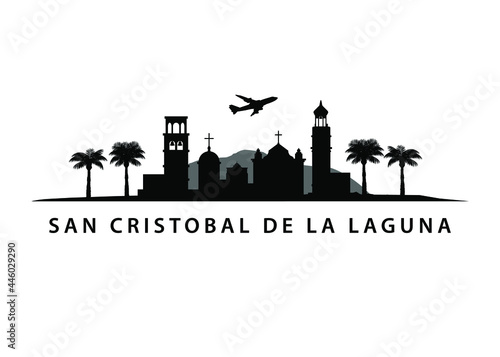 Swan Cristobal De La Laguna Cityscape | Tenerife Skyline | City on Tropical Spanish Island photo
