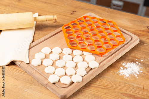 Making dough for making dumplings at kitchen