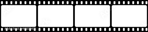 Film strip isolated vector icon. Retro picture with film strip icon. Film strip roll. Video tape photo film strip frame vector on transparent	
