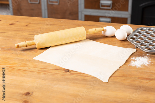 Making dough for making dumplings at kitchen