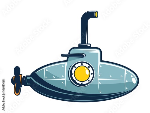 Retro small submarine with raised periscope