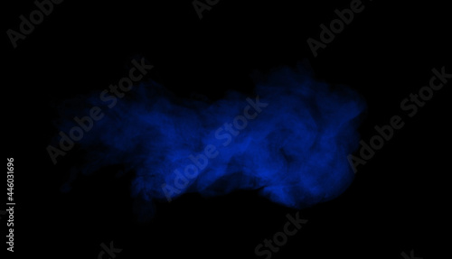 blue smoke steam isolated black background