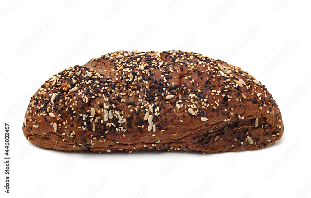 Fresh Baked  Bread With Walnuts and raisin on white background