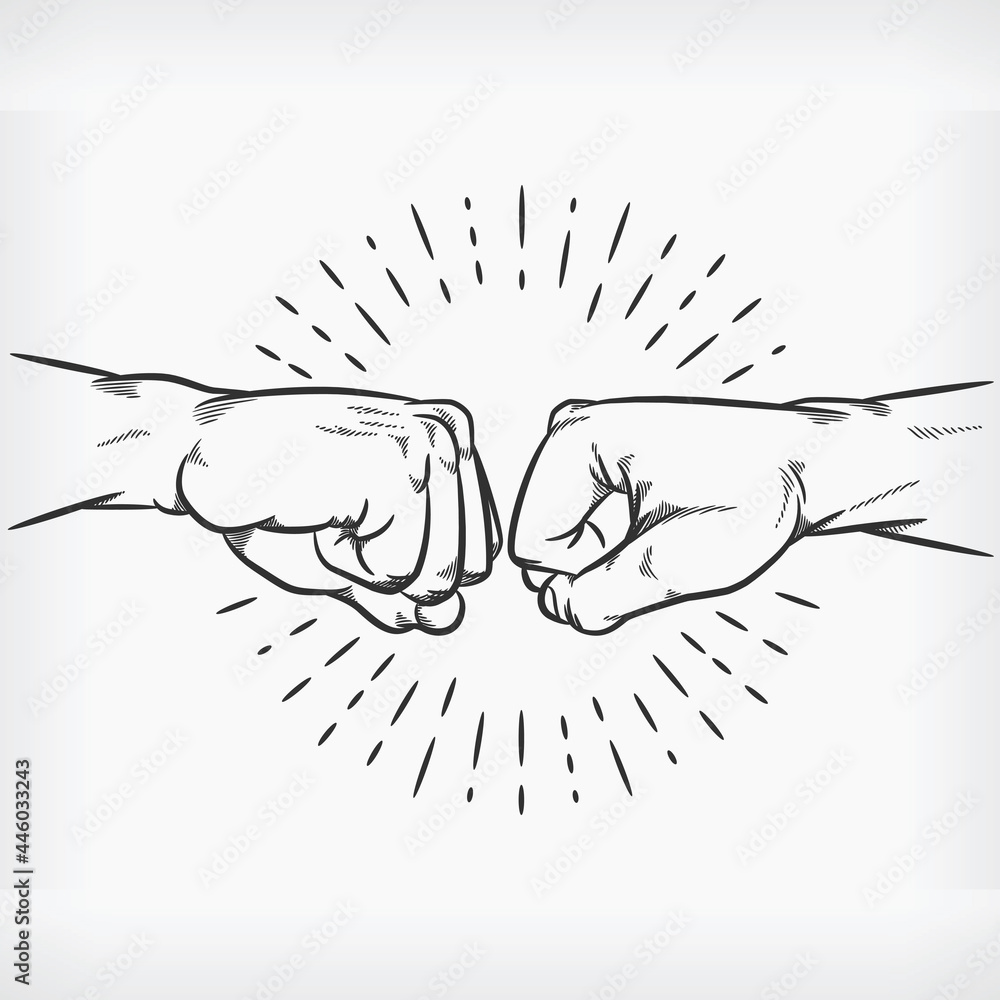 Fist Bump Doodle Knuckle Handshake Sketch Hand Drawing Illustration Stock Vector Adobe Stock