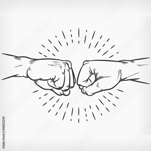 Fist Bump Doodle Knuckle Handshake Sketch Hand Drawing Illustration