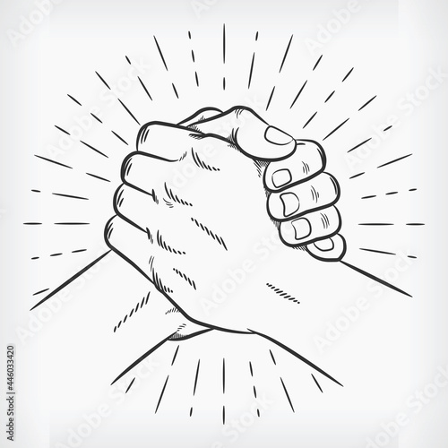 Doodle Urban Soul Handshake Handdrawing Sketch Thumb Clasp Vector