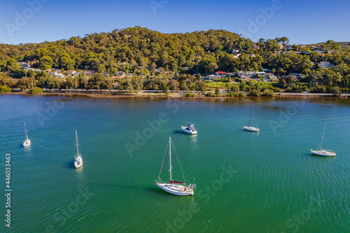 Morning escape - aerial waterscape with boats