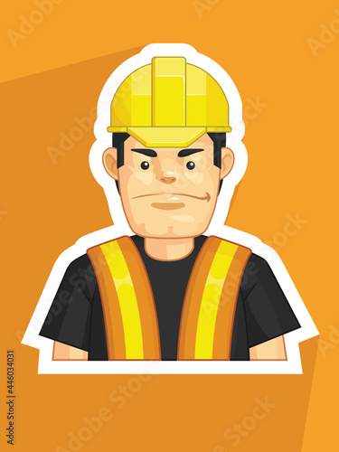 Profession Mascot Construction Worker Profile Avatar Cartoon Drawing