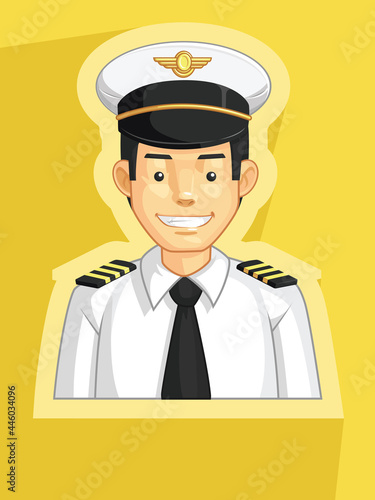 Mascot Pilot Air Force Officer Profile Avatar Cartoon Illustration