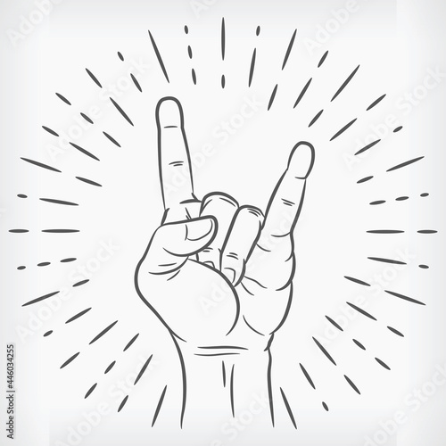 Sketch Rock n Roll Hand Outline Doodle Symbol Vector Drawing