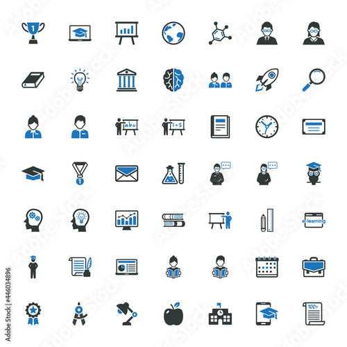 School education icons set vector graphic illustration