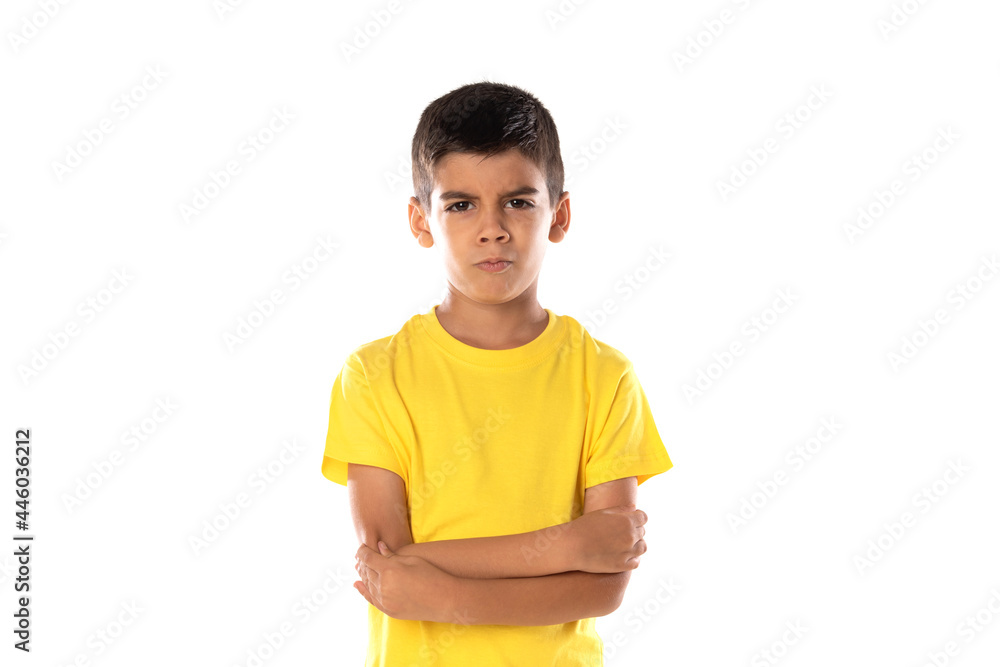 Adorable latin boy weraring a yellow t-shirt Adorable latin boy weraring a yellow t-shirt