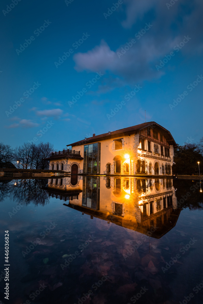 Typical basque house at blue hour in Irun; Basque Country.