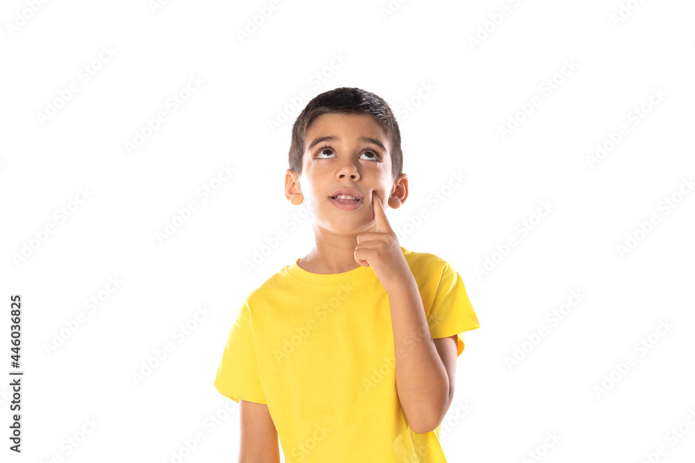 Pensive boy looking up