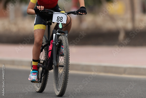 Fototapeta Naklejka Na Ścianę i Meble -  Cycling rider competing in the child class	
