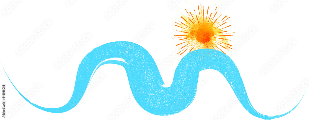 Ocean, sun and Blue Abstract Waves . Sunset Logo Element. Surfing Icon . Brush Stroke . Vector Illustration. Ocean, sun and Blue Abstract Waves . Sunset Logo Element. Surfing Icon . Brush Stroke . Vector Illustration.