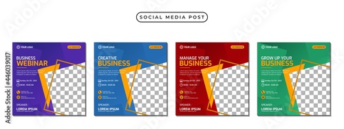 Collection of social media post banner template design. Perfect for business webinar, marketing webinar, online class program, etc