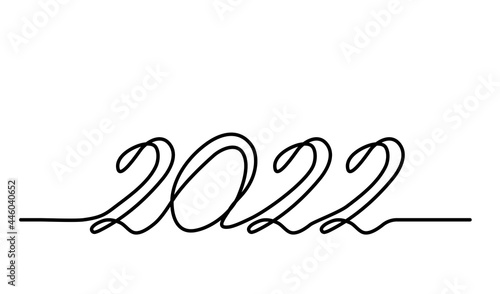 2022 lettering. One continuous line art drawing text