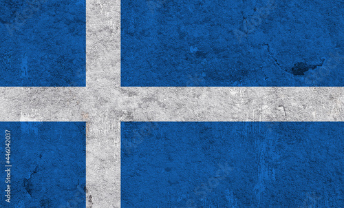 Fahne von Shetland Inseln auf verwittertem Beton
