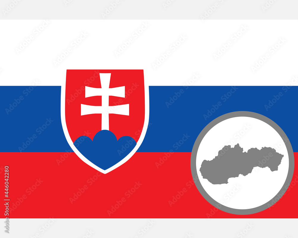 Fahne und Landkarte der Slowakei