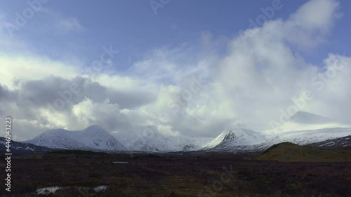 Glencoe Highlands Mountains Misty Snowy Day Scotland Footage Blizzard
 photo