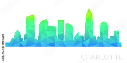 Charlotte, NC, USA Low Poly Skyline Clip Art City Design. Geometric Polygon Graphic Horizon Icon. Vector Illustration Symbol.