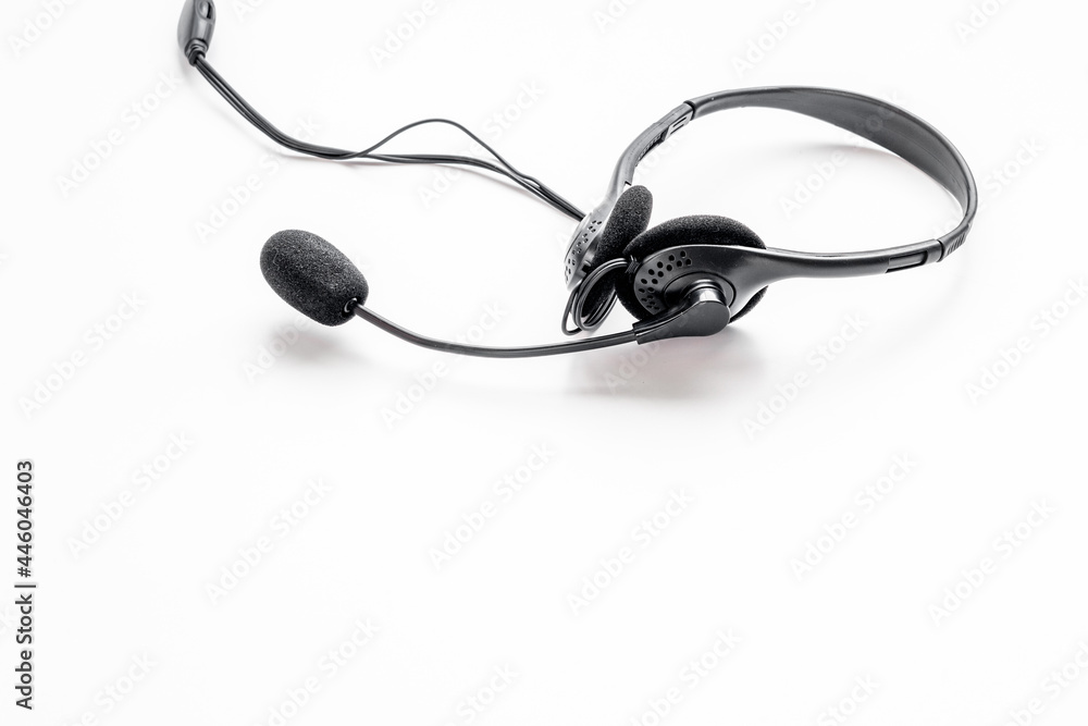 Voip headset close up. Commenication it support call center concept Voip headset close up. Commenication it support call center concept