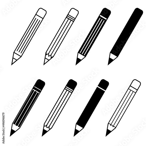 vector set of pencil icon illustrations with various types
