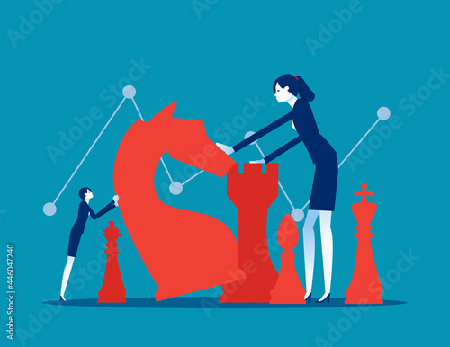 Business team with strategy and return on investment. Flat of investing plans