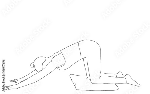 yoga, puppy pose with blanket under knees, uttana shishosana