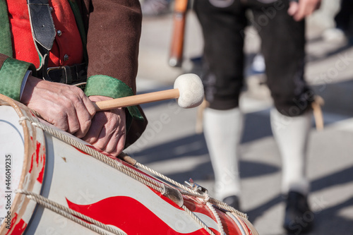 Musician in typical costume during an autumn local celebration in Val Isarco ( South Tirol )