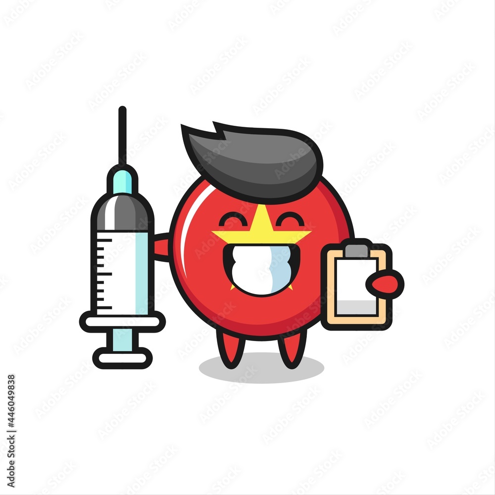 Mascot Illustration of vietnam flag badge as a doctor Mascot Illustration of vietnam flag badge as a doctor