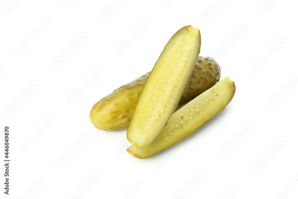 Fresh green pickles isolated on white background Fresh green pickles isolated on white background