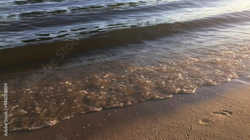 Wallpaper Mural Waves on the river and sandy beach. Summer nature background, close-up  Torontodigital.ca