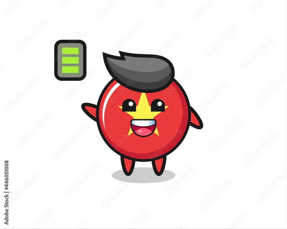 vietnam flag badge mascot character with energetic gesture vietnam flag badge mascot character with energetic gesture