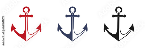 Anchor icons set. Illustration in a flat style.