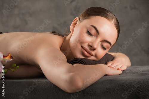 Woman relaxing in wellness center