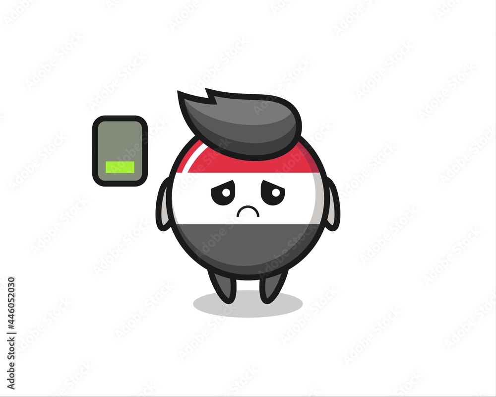 yemen flag badge mascot character doing a tired gesture yemen flag badge mascot character doing a tired gesture
