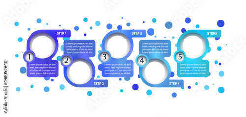 Blue corporate vector infographic template. Roadmap presentation design elements with text space. Data visualization with 5 steps. Process timeline chart. Workflow layout with copyspace
