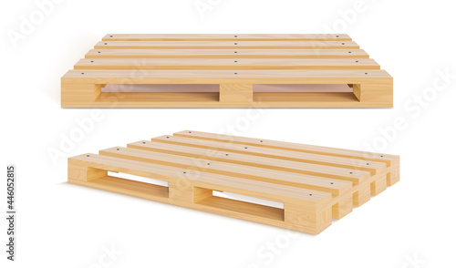 Realistic Detailed 3d Wooden Pallet Set. Vector