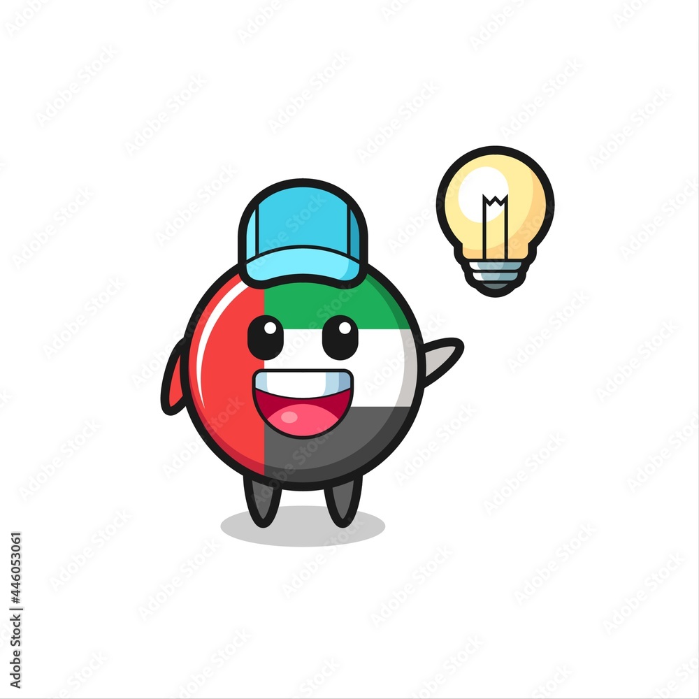 uae flag badge character cartoon getting the idea uae flag badge character cartoon getting the idea