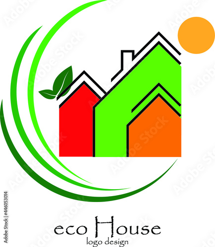 green eco house logo vector isolated on white background