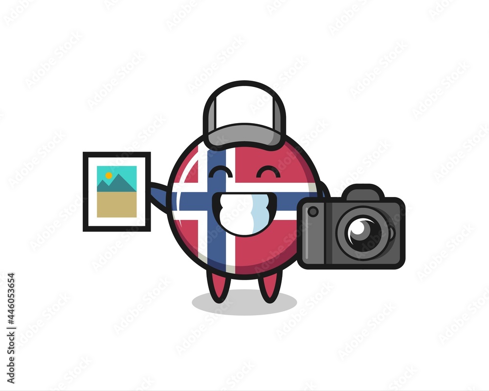 Character Illustration of norway flag badge as a photographer Character Illustration of norway flag badge as a photographer