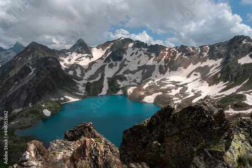 Fototapeta Naklejka Na Ścianę i Meble -  alpine lake Murudzhinskoe blue in the Teberdinsky nature reserve