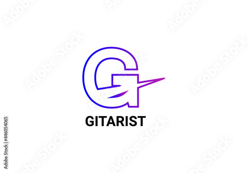 Gitarist Abstract G letter logo design template photo