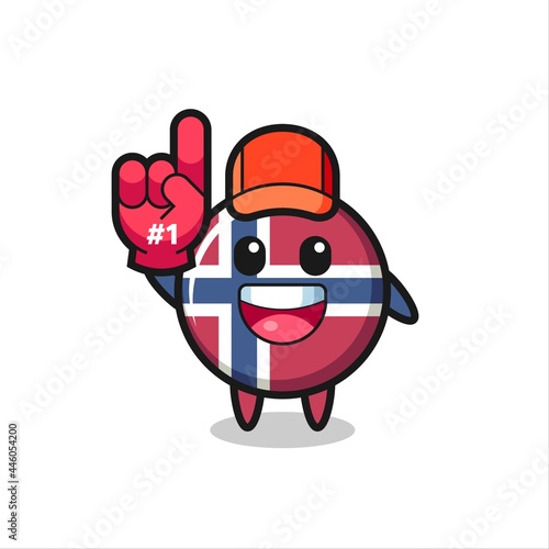 norway flag badge illustration cartoon with number 1 fans glove