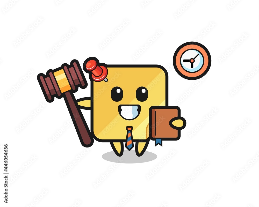 Mascot cartoon of sticky note as a judge Mascot cartoon of sticky note as a judge