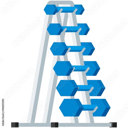 Dumbbell stand, barbell rack isolated vector on white