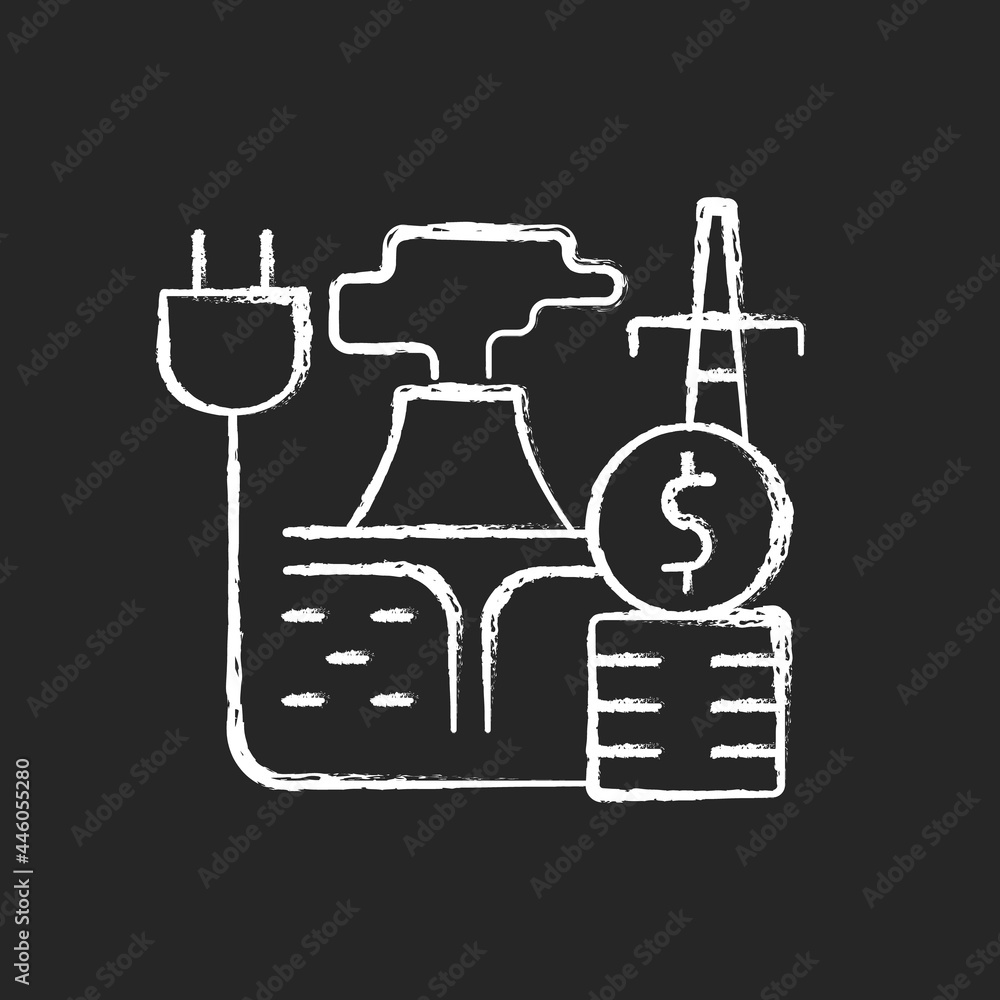 Geothermal energy price chalk white icon on dark background. Sustainable thermal power production. Utility service cost. Price for energy purchase. Isolated vector chalkboard illustration on black Geothermal energy price chalk white icon on dark background. Sustainable thermal power production. Utility service cost. Price for energy purchase. Isolated vector chalkboard illustration on black